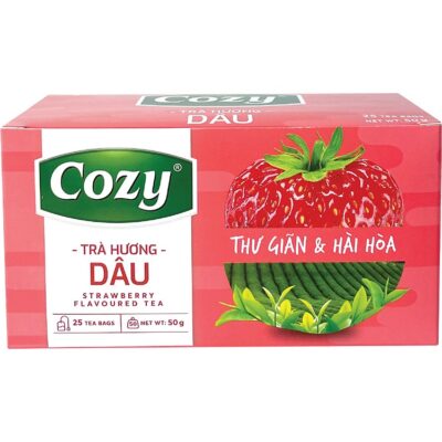 Trà Cozy Dâu hộp 50g - TRÀ TÚI LỌC COZY DÂU HỘP 50G